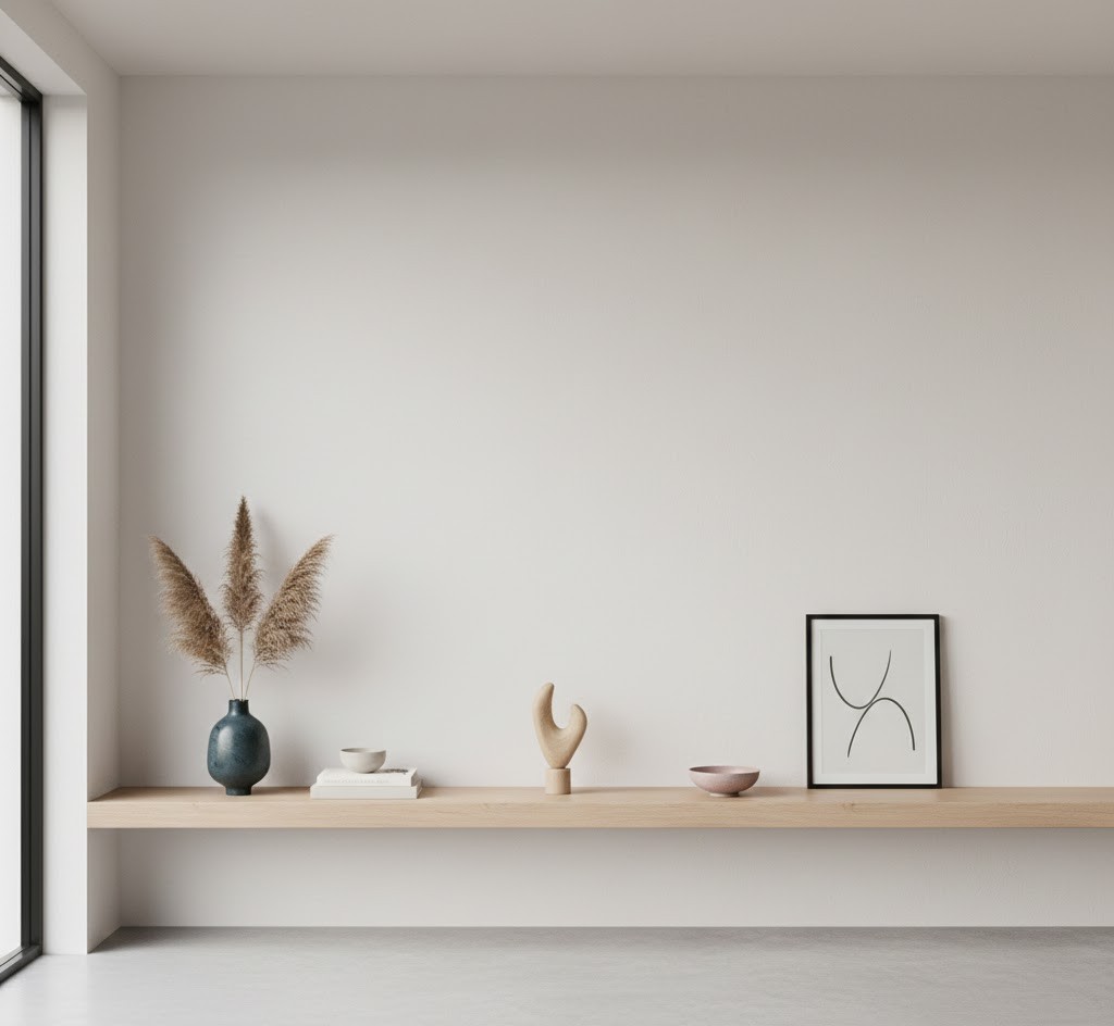 Modern minimalist shelf display